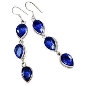 Stunning Sapphire Blue Quartz Gemstone 925 Silver Earrings - BELLADONNA