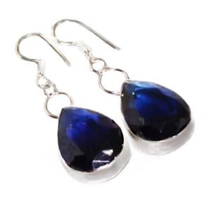 Handmade Blue Sapphire Quartz Gemstone .925 Silver Earrings - BELLADONNA