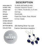 Faceted Sapphire Blue Quartz Pears .925 Silver Earrings - BELLADONNA