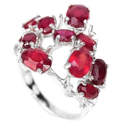 6.29 ct Genuine Blood Red Ruby .925 Solid S/ Silver Ring Size 8 - BELLADONNA