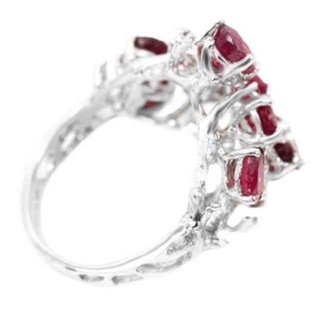 6.29 ct Genuine Blood Red Ruby .925 Solid S/ Silver Ring Size 8 - BELLADONNA