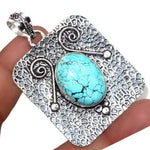 Natural Blue Turquoise Gemstone 925 Silver Pendant and Chain - BELLADONNA