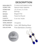 Natural Blue Sapphire Earrings In Solid.925 Sterling Silver - BELLADONNA