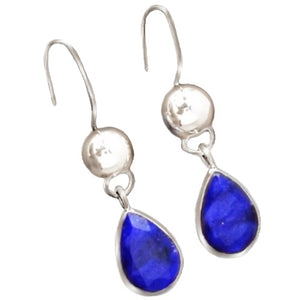 Natural Indian Blue Sapphire Gemstone Solid .925 Sterling Silver Earrings - BELLADONNA