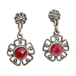 Natural Royal Ruby Marcasite Solid .925 Sterling Silver Pendant and Earrings Set - BELLADONNA
