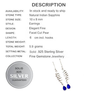 Natural Indian Sapphire Quartz Solid .925 Silver Earrings - BELLADONNA
