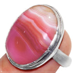 Copy of Natural Pink Lace Botswana Agate Oval Gemstone .925 Sterling Silver Ring Size 7 / O - BELLADONNA