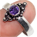 Handmade Purple Amethyst Gemstone .925 Silver Ring Size 8 / Q - BELLADONNA
