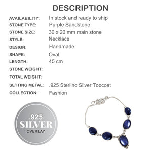 Purple Sandstone set in .925 Sterling Silver Necklace - BELLADONNA