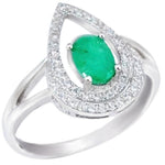 4.40 cts AAA Natural Brazilian Emerald, White Topaz  Solid .925 Sterling Silver Size: 8.5 - BELLADONNA