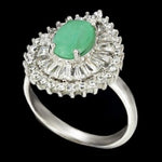 25.80 Cts Natural Zambian Emerald, Cubic Zirconia Solid .925 Silver Size 7 - BELLADONNA
