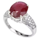 Genuine Ruby & White Cubic Zirconia .925 Solid S/ Silver Ring Size US 6.25 - BELLADONNA