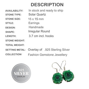 Handmade Emerald Green Solar Quartz Gemstone Earrings - BELLADONNA