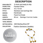 Elegant Citrine Gemstone .925 Silver Necklace And Earrings Set - BELLADONNA