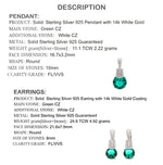 AAA+ Green & White Cz Gemstone Solid .925 Silver Pendant & Earrings - BELLADONNA