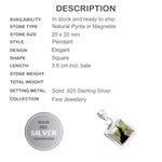 Natural Pyrite In Magnetite Solid .925 Sterling Silver Pendant - BELLADONNA