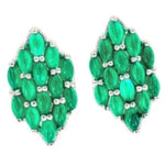 48 Natural Green Aventurine Gemstones In Solid.925 Silver and 14K White Gold Stud Earrings - BELLADONNA