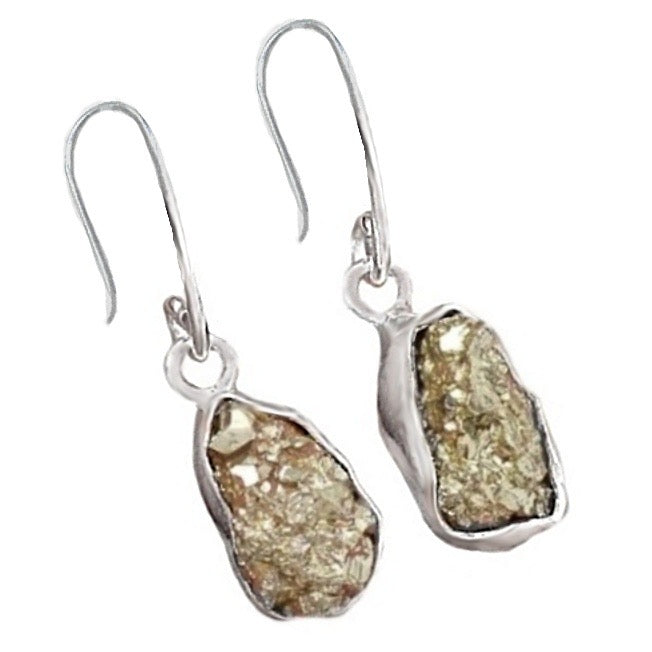 Peruvian Natural Golden Pyrite Solid .925 Sterling Silver Earrings - BELLADONNA