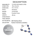 Handmade Blue Quartz Gemstone .925 Silver Necklace - BELLADONNA