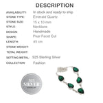 Emerald Quartz Pear Gemstone 925 Silver Necklace - BELLADONNA