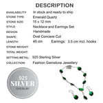 Faceted Emerald Quartz Oval Gemstone 925 Silver Necklace & Earrings Set - BELLADONNA