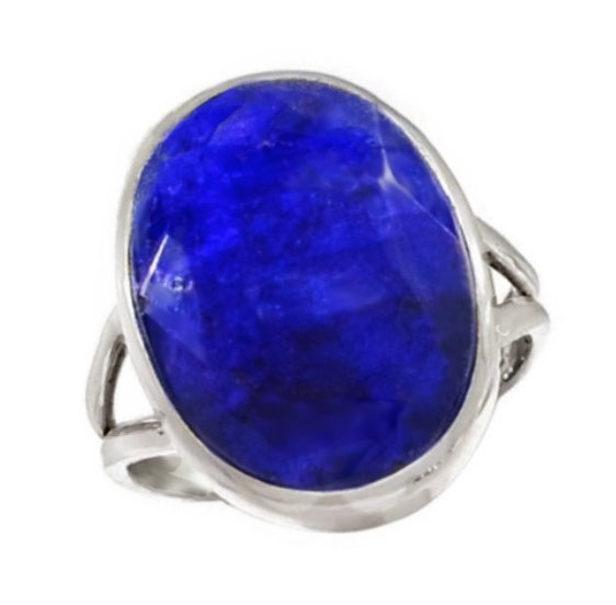 Natural Indian Sapphire Quartz Solid .925 Sterling Silver Ring Size 7.5 - BELLADONNA