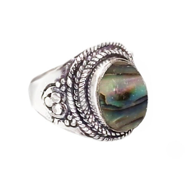 New Zealand Abalone  In .925 Sterling Silver Ring Size 8 - BELLADONNA