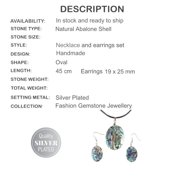 Natural New Zealand Abalone ( Paua Shell)  Pendant and Earrings Set - BELLADONNA