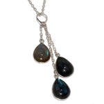 Natural Blue Fire Labradorite Gemstone 925 Sterling Silver Waterfall Necklace - BELLADONNA