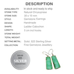 Natural Chrysoprase Gemstone Solid .925 Sterling Silver Earrings - BELLADONNA