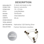 75 cm Long Natural Luminescent Labradorite Gemstone 925 Silver Necklace - BELLADONNA