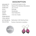 Pink Rainbow Moonstone .925 Silver Earrings - BELLADONNA