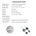 Natural Handmade Blue Fire Labradorite .925 Silver Earrings - BELLADONNA
