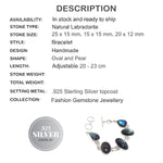 Stunning Natural Fiery Labradorite Gemstone .925 Silver Bracelet - BELLADONNA