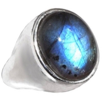 Natural Blue Fire Labradorite .925 Sterling Silver Ring Size 8 - BELLADONNA
