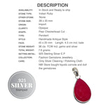 Handmade Indian Ruby Pear Gemstone .925 Sterling Silver Pendant - BELLADONNA