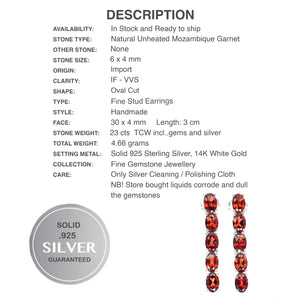 Natural Unheated Garnet Gemstone Solid .925 Sterling Silver 14K White Gold Stud Earrings - BELLADONNA