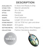 Natural Bright Labradorescent Labradorite Oval Gemstone .925 Sterling Silver Pendant - BELLADONNA