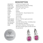 Deluxe Natural Red Pink Ruby and White CZ Gemstone Set in Solid .925 Sterling Silver Earrings - BELLADONNA