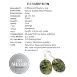 Natural Scottish Moss Prehnite Oval Gemstone .925 Sterling Silver Earrings - BELLADONNA