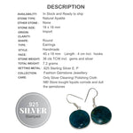 Natural Neon Blue Apatite Round Gemstone .925 Silver Earrings - BELLADONNA