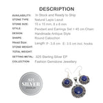 Natural Lapis Lazuli Gemstone .925 Silver Pendant and Earrings Set - BELLADONNA