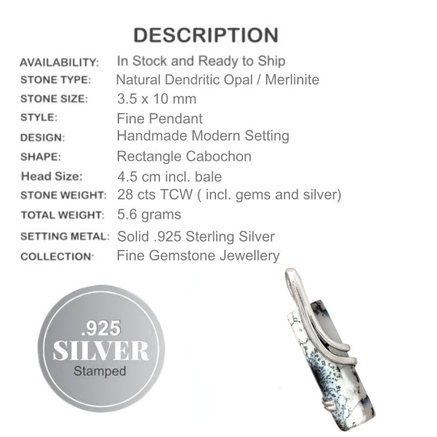 Natural Dendritic Opal Gemstone .Solid 925 Sterling Silver Earrings - BELLADONNA
