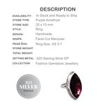 Handmade African Purple Amethyst Gemstone 925 Sterling Silver Ring Size 9.7 - BELLADONNA