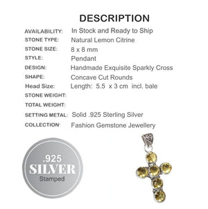 Antique Style Citrine Quartz Cross Gemstone .925 Silver Pendant - BELLADONNA