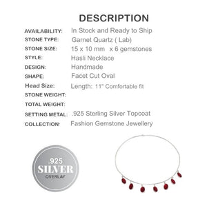 Handmade Hasli Garnet Quartz Ovals Gemstone .925 Silver Necklace - BELLADONNA