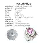 4.38 cts Natural Pink Topaz Gemstone Solid.925 Sterling Silver Ring Size US 7 - BELLADONNA