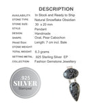 Natural Snowflake Obsidian .925 Sterling Silver Pendant - BELLADONNA