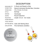 Incredible Indonesian Bumble Bee Jasper, Carnelian Solid .925 Sterling Silver Earrings - BELLADONNA