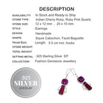 Handmade Indian Cherry Red Ruby and White Pearl Earrings Set in .925 Silver - BELLADONNA